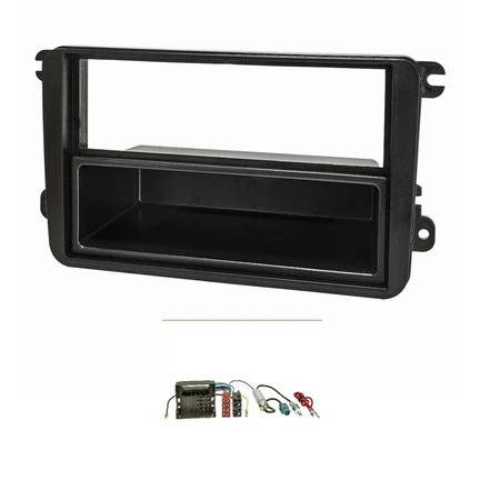 Radioblende Set kompatibel mit VW Skoda Golf Touran Passat Caddy EOS Octavia mit Quadlockadapter ISO Fakra Antennenadapter Phantomeinspeisung DIN