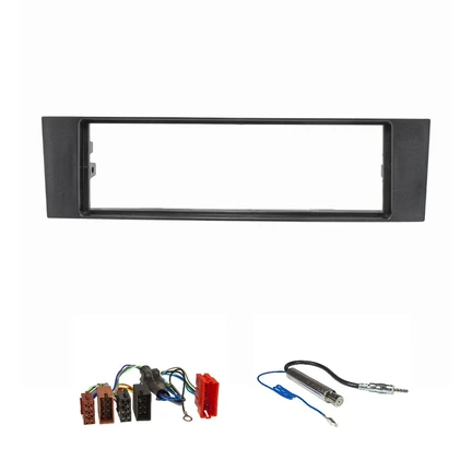 Radioblende Set kompatibel mit Audi A3 A3 Sportback 8P 8PA schwarz mit Aktivsystemadapter ISO Antennenadapter Phantomeinspeisung DIN
