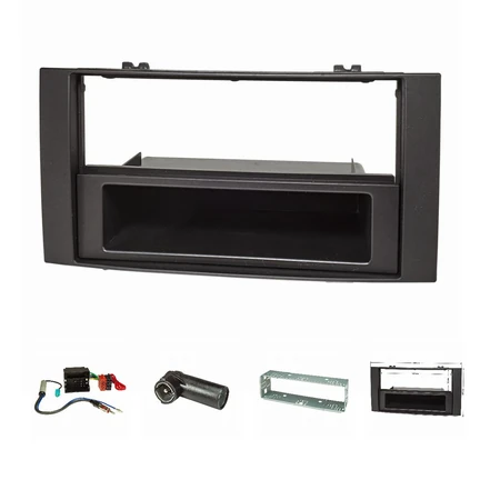 Radioblende Set kompatibel mit VW Touareg 7L Multivan T5 mit Quadlockadapter ISO Fakra Antennenadapter Phantomeinspeisung DIN ISO Einbauschacht