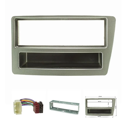 Radioblende Set kompatibel mit Honda Civic Bj.2001-2006 automatische Klimaanlage silber mit Radioadapter ISO Einbauschacht