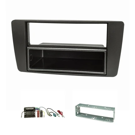 Radioblende Set kompatibel mit Skoda Octavia II III Yeti schwarz mit Quadlockadapter ISO Fakra Antennenadapter Phantomeinspeisung DIN Einbauschacht