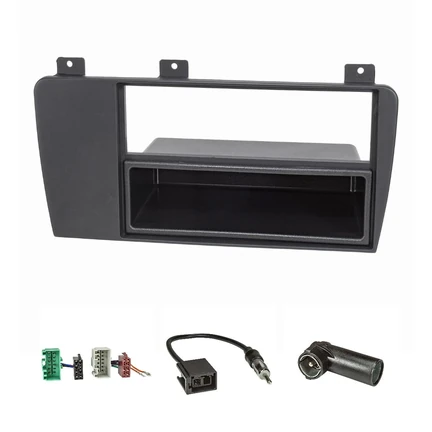 Radioblende Set kompatibel mit Volvo S60 P24 XC70 P2 V70 P26 anthrazit-schwarz mit Radioadapter ISO GT5 Antennenadapter DIN ISO