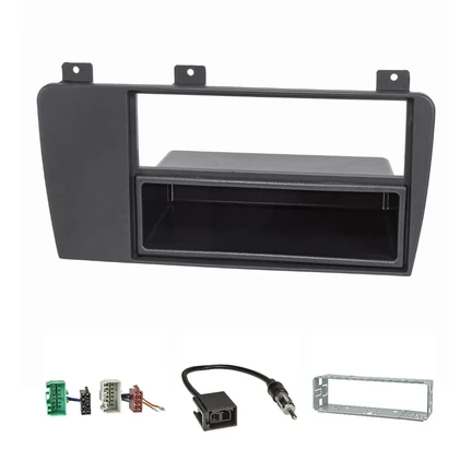 Radioblende Set kompatibel mit Volvo S60 P24 XC70 P2 V70 P26 anthrazit-schwarz mit Radioadapter ISO GT5 Antennenadapter DIN Einbauschacht