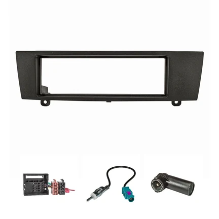 Radioblende Set kompatibel mit BMW 1er 3er Z4 E87 E90 E89 schwarz mit Quadlockadapter ISO Fakra Antennenadapter DIN ISO
