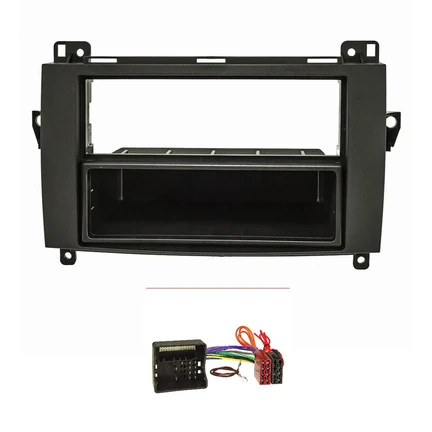 Radioblende Set kompatibel mit Mercedes A (W169) B (W245) Sprinter (W906) Viano Vito schwarz mit Quadlockadapter ISO