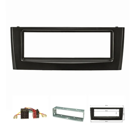 Radioblende Set kompatibel mit Fiat Grande Punto Typ Bj.199 2005-2009 schwarz mit Radioadapter ISO Einbauschacht