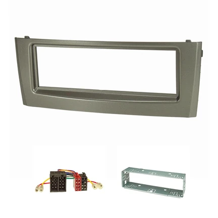 Radioblende Set kompatibel mit Fiat Grande Punto Typ 199 Bj.2005-2009 grau mit Radioadapter ISO Einbauschacht