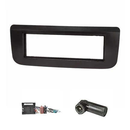 Radioblende Set kompatibel mit Skoda Roomster 5J Skoda Fabia 5J Skoda Praktik 5J ab Bj.2007 schwarz mit Quadlockadapter ISO Fakra Antennenadapter Phantomeinspeisung DIN ISO