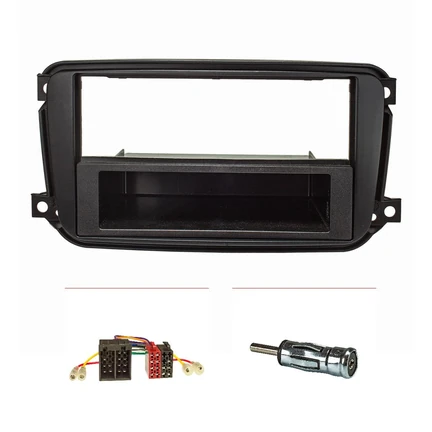 Radioblende Set kompatibel mit Smart fortwo (451) Facelift ab Bj.10/2010 schwarz mit Radioadapter ISO Antennenadapter ISO DIN