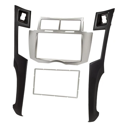 tomzz Audio Doppel DIN Radioblende kompatibel mit Toyota Yaris XP9 silber / schwarz 2007-2011