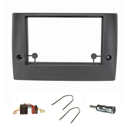 Doppel DIN Radioblende Set kompatibel mit Fiat Stilo Bj.2001-2008 anthrazit-schwarz mit Radioadapter ISO Antennenadapter ISO DIN Entriegelungsbügel