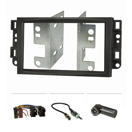 Doppel DIN Radioblende Set kompatibel mit Chevrolet Aveo Captiva Epica mit Einbaukit Radioadapter ISO Antennenadapter ISO DIN