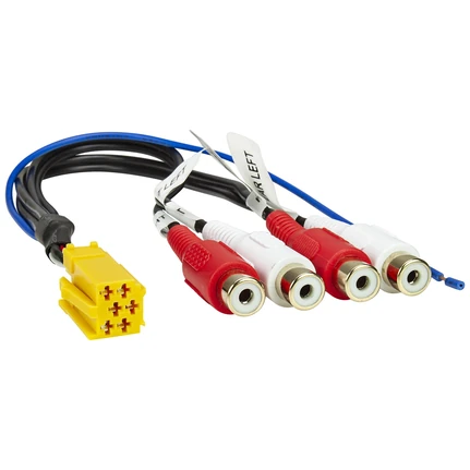 Line-Out Adapter kompatibel mit Becker Blaupunkt Grundig Mini-ISO gelb 6-pol. 4-Kanal