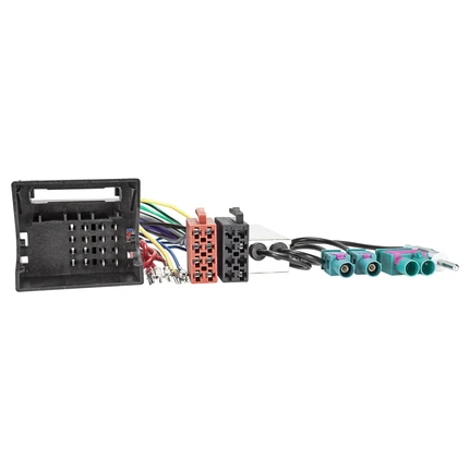 Radio Adapter Kabel kompatibel mit Audi Skoda Seat VW Quadlock auf ISO + Diversity Antennenadapter mit Phantomeinspeisung Fakra auf DIN