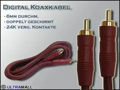 Koaxkabel Digital "Red-Line" (2x Cinchstecker) Länge: 2.5m 