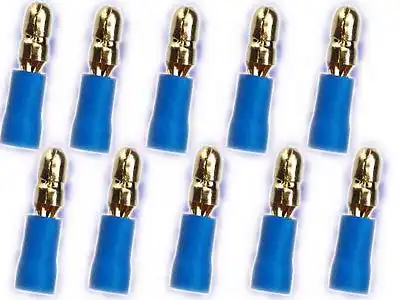 10x 4mm Rundstecker 24k für Kabel 1.5 - 2.5mm² Farbe:blau 