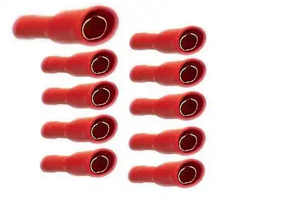 1111110x 4mm Rundsteckhülse 24k für Kabel 0.5 - 1.5mm² rot Farbe: rot 