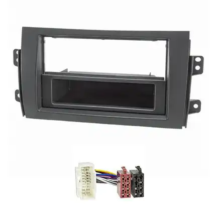 Radioblende Set kompatibel mit Suzuki SX4 Fiat Sedici schwarz mit Radioadapter ISO