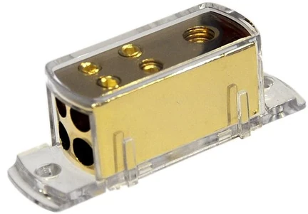 Masseblock Verteilerblock Stromverteiler 4-fach 24K vegoldet 