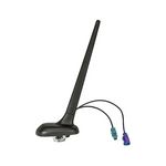 20cm Dachantenne AM FM GPS mit Verstärker schwarz adaptiert auf Fakra 
