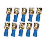 10x 4.8 mm Flachstecker 24k für Kabel 1.5 - 2.5 mm² 0772.01068 blau 