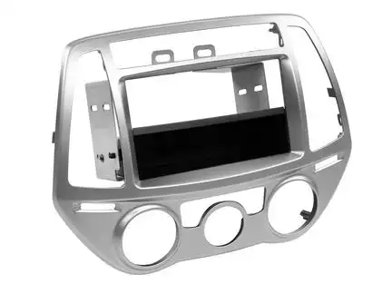11111ACV Radioblende kompatibel mit Hyundai i20 (PB) 2-DIN mit Fach silber Bj. 07/2012 - 11/2014